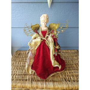 Vintage Velvet Angel Tree Topper Table Decor Christmas